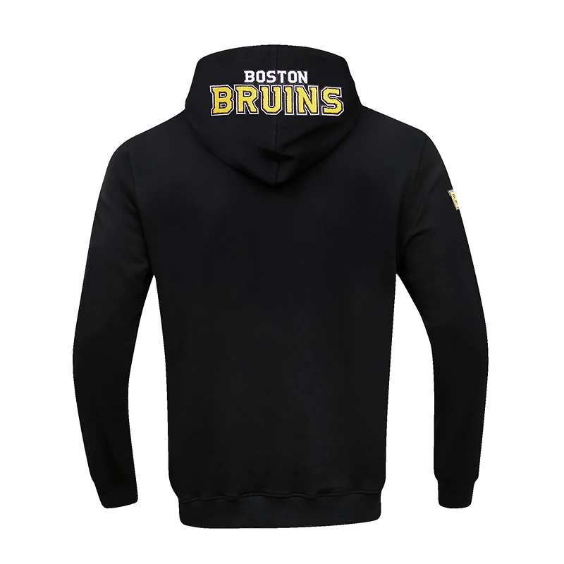 Veste à capuche entièrement zippée en chenille classique Pro Standard noire des Bruins de Boston pour hommes