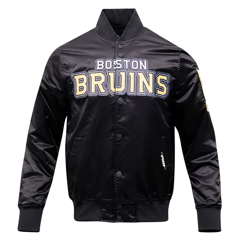 Men's Pro Standard Black Boston Bruins Classic Satin Full-Snap Jacket