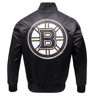 Men's Pro Standard Black Boston Bruins Classic Satin Full-Snap Jacket