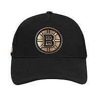 Men's Pro Standard  Black Boston Bruins Metallic Logo Pinch Front Adjustable Hat