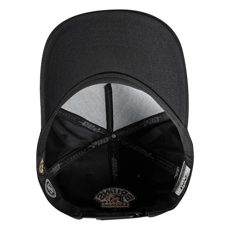 Men's Pro Standard Black Boston Bruins Metallic Logo Pinch Front Adjustable Hat