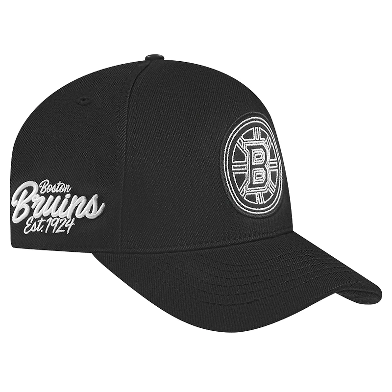 Men's Pro Standard Black Boston Bruins Paint the City Pinch Front Snapback Hat