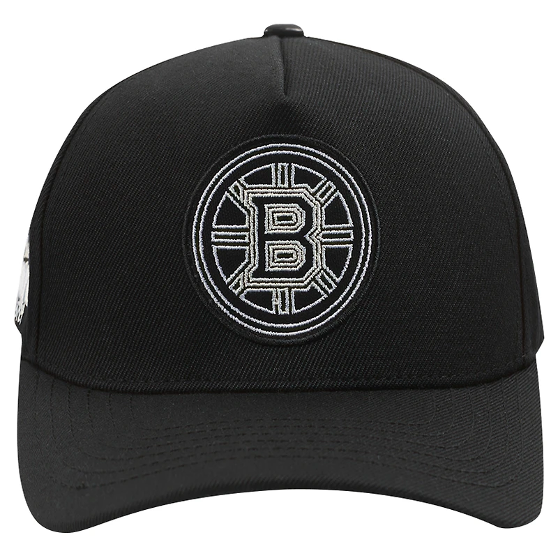 Men's Pro Standard Black Boston Bruins Paint the City Pinch Front Snapback Hat