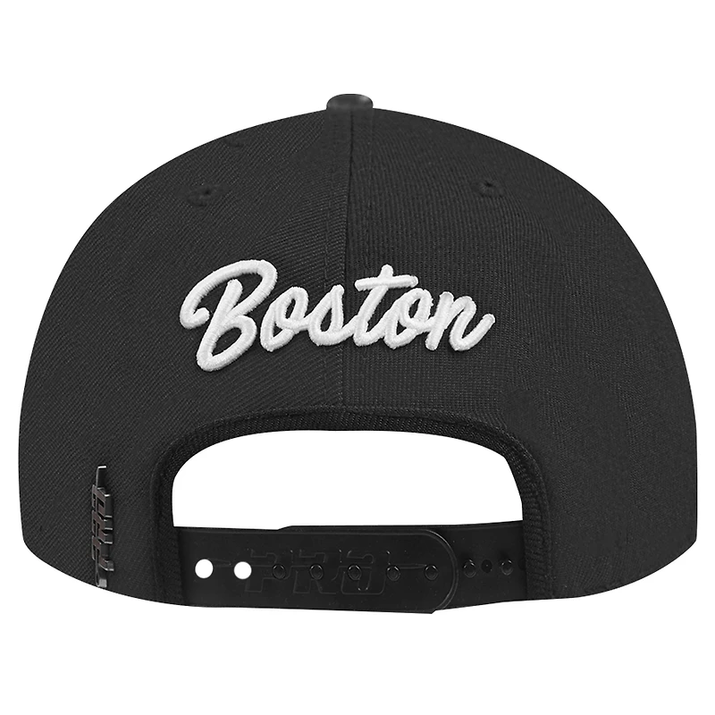 Men's Pro Standard Black Boston Bruins Paint the City Pinch Front Snapback Hat