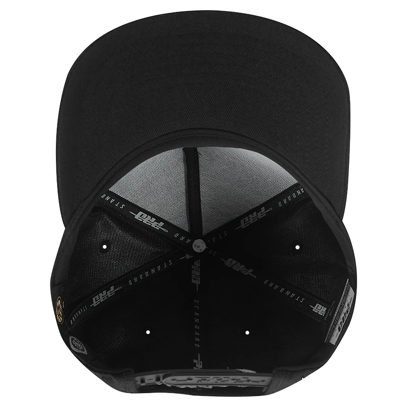 Men's Pro Standard Black Boston Bruins Paint the City Pinch Front Snapback Hat