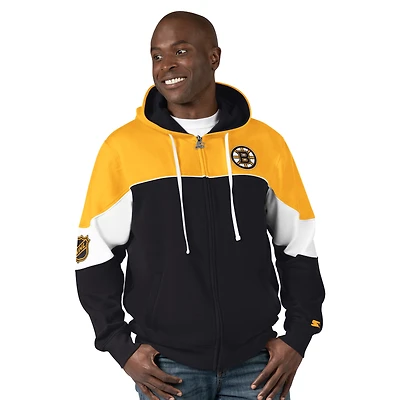 Sweat à capuche entièrement zippé Starter noir/or pour hommes des Bruins de Boston Power Forward