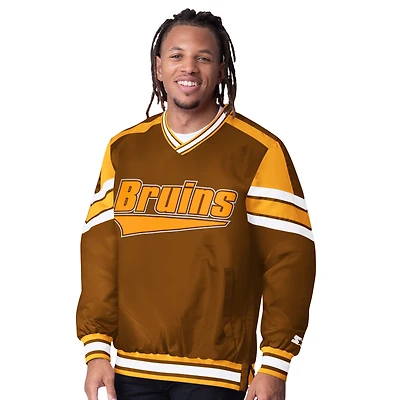 Men's Starter  Black Boston Bruins Reliever V-Neck Pullover Jacket