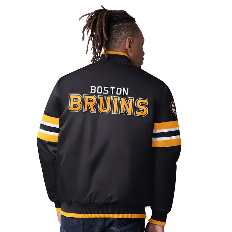 Veste universitaire à boutons-pression Boston Bruins Scout I Starter noire pour homme