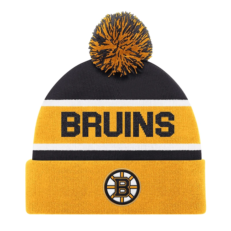 Bonnet en tricot à revers Starter Gold Boston Bruins pour homme avec pompon
