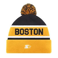 Bonnet en tricot à revers Starter Gold Boston Bruins pour homme avec pompon