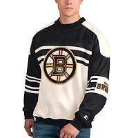 Sweat-shirt à col rond en polaire de défense des Bruins Boston Starter blanc pour hommes