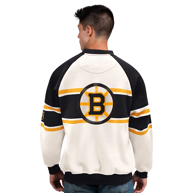 Sweat-shirt à col rond en polaire Starter blanc Boston Bruins Defense pour homme