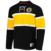 Men's Tommy Hilfiger Black Boston Bruins Walter Lace-Up Long Sleeve Top