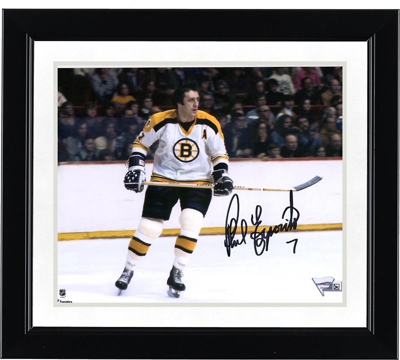 Phil Esposito Boston Bruins Autographed 8" x 10" White Jersey Skating Horizontal Photograph