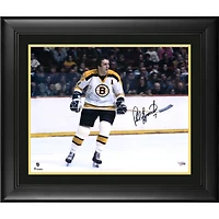 Phil Esposito Boston Bruins Framed Autographed 16" x 20" White Jersey Skating Horizontal Photograph