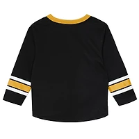 Preschool Outerstuff Black/Gold Boston Bruins Denting the Net Long Sleeve T-Shirt and Pants Set
