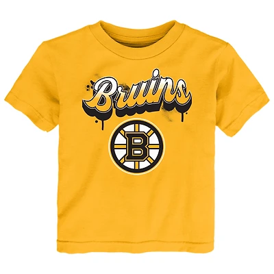 T-shirt doré à imprimé pétillant des Bruins de Boston pour tout-petits
