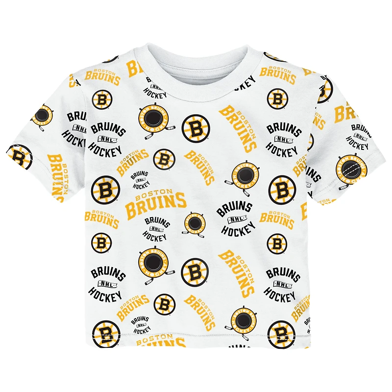 Toddler Outerstuff White Boston Bruins Run Down All-Over-Print T-Shirt