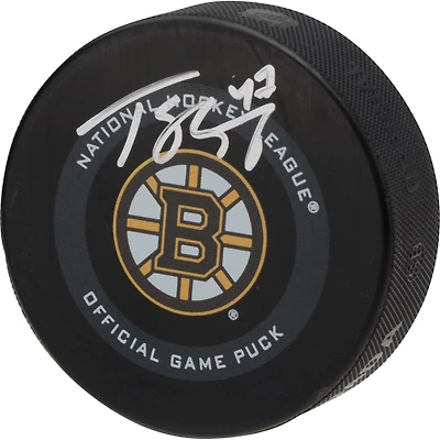 Rondelle de jeu officielle Torey Krug Boston Bruins autographiée 2019 Modèle