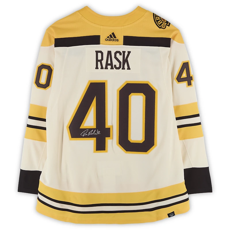 Tuukka Rask Boston Bruins Autographed 100th Anniversary Beige Alternate adidas Authentic Jersey 