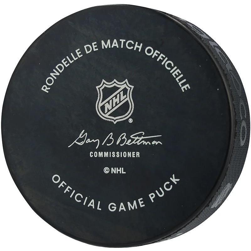 Tuukka Rask Boston Bruins Autographed 100th Anniversary Official Game Puck with "2014 Vezina" Inscription