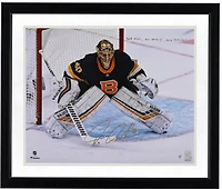 Tuukka Rask Boston Bruins Autographed 16" x 20" Black Alternate Jersey In Net Photograph with Multiple Inscriptions - Signed in Gold Ink - Limited Edition #1/1