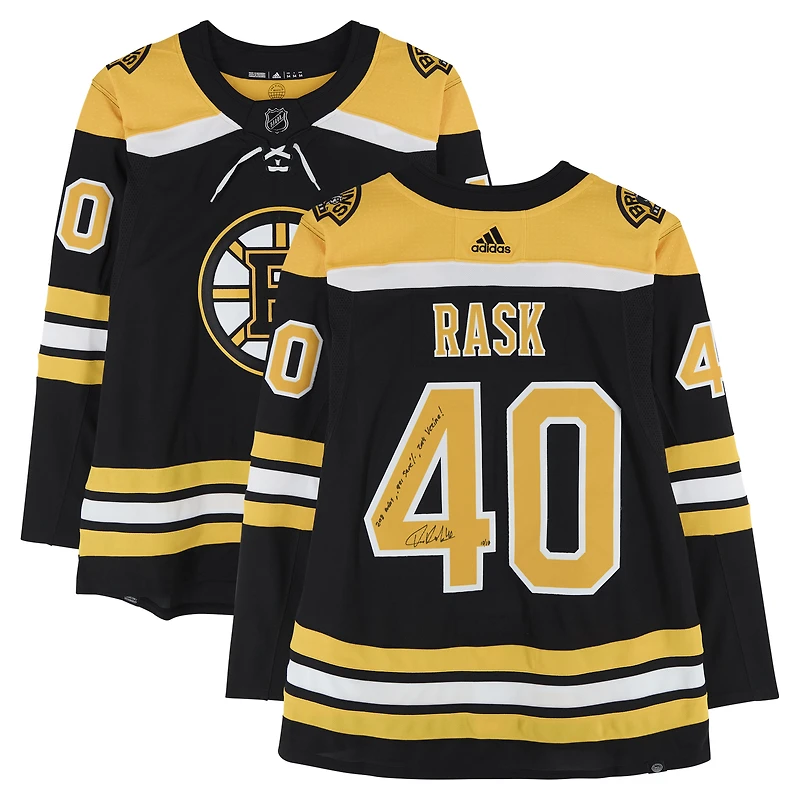 Tuukka Rask Boston Bruins Autographed Black adidas Authentic Jersey with Multiple Inscriptions - Limited Edition #10/10