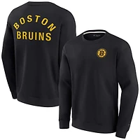 Unisex Fanatics Black Boston Bruins Super Soft Pullover Crew Sweatshirt