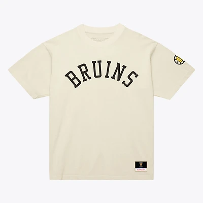 Unisex Mitchell & Ness  Cream Boston Bruins Arched Team T-Shirt