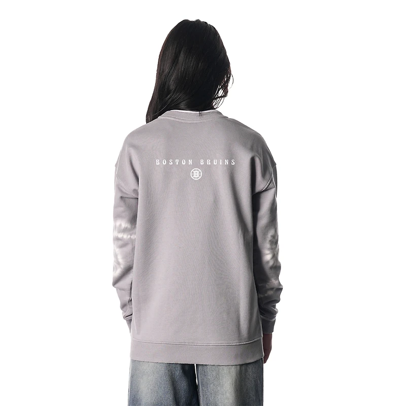 Unisex The Wild Collective  Gray Boston Bruins Tie-Dye Double Collar Pullover Sweatshirt