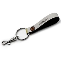 White Boston Bruins Personalized Leather Loop Keychain