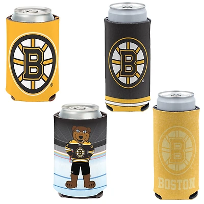 WinCraft Bruins de Boston Slim & 12oz. Ensemble de 4 refroidisseurs de canettes