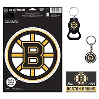 Lot de 4 porte-clés et aimants WinCraft Boston Bruins