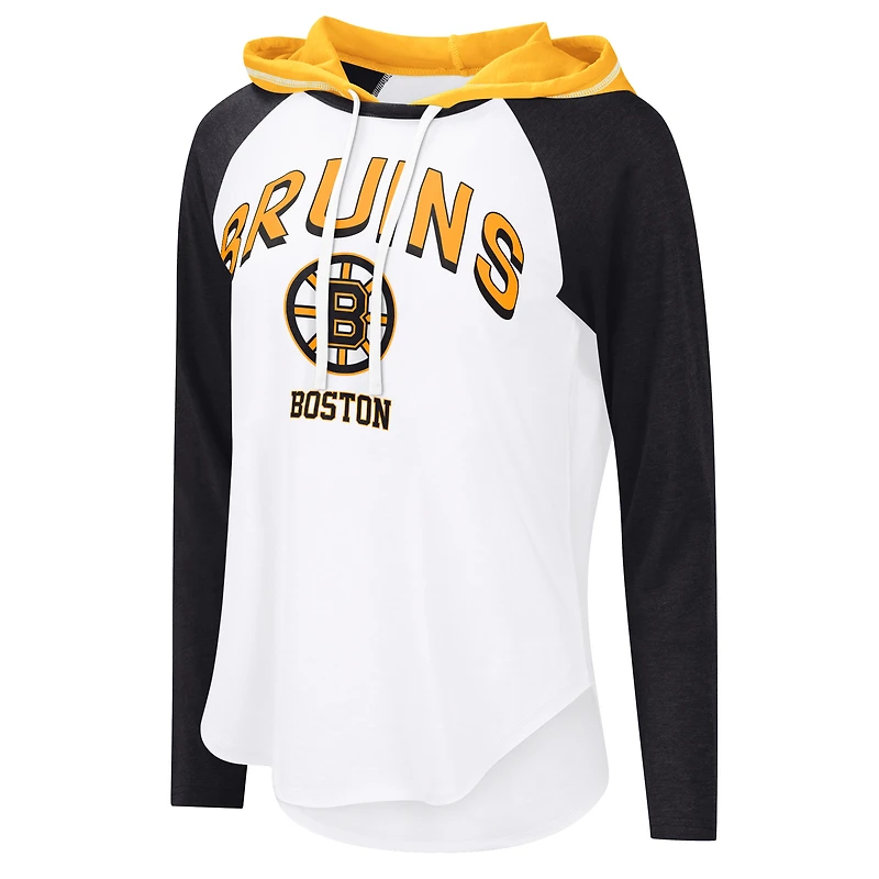 T-shirt à capuche manches longues VIP Boston Bruins G-III 4Her par Carl Banks pour femme, blanc