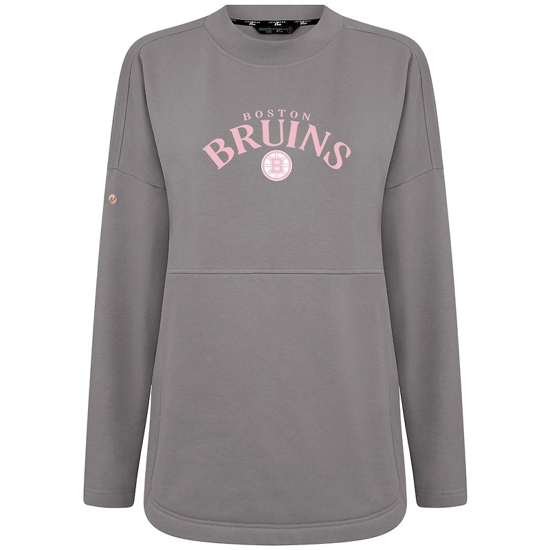 Women's Levelwear  Gray Boston Bruins Mother's Day Beaudry Arched Pullover Sweatshirt