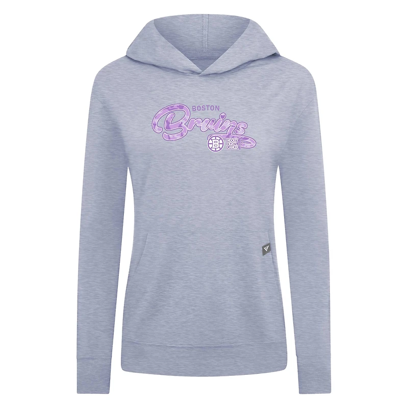 Sweat à capuche Levelwear gris chiné pour femme, Boston Bruins Hockey Fights Cancer Relay