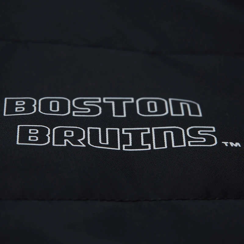 Gilet matelassé court entièrement zippé noir Boston Bruins de Mitchell & Ness pour femme