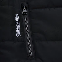 Women's Mitchell & Ness  Black Boston Bruins Cropped Full-Zip Puffer Vest