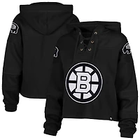 Sweat à capuche court lacets Boston Bruins noir '47 pour femme