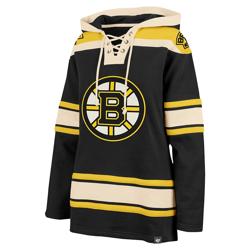 Sweat à capuche lacets supérieur '47 noir des Bruins de Boston pour hommes