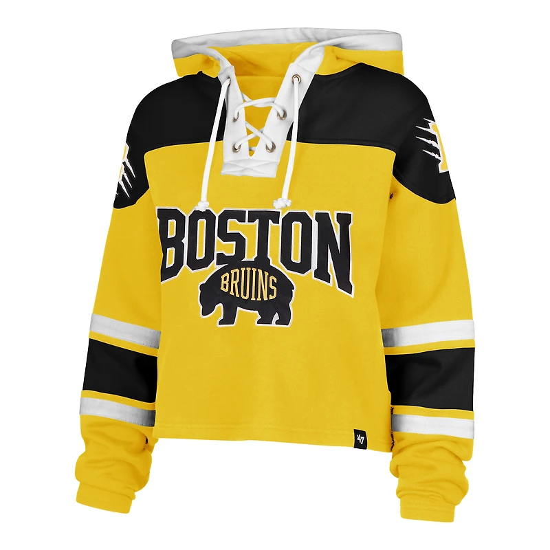 Sweat à capuche court lacets Boston Bruins 2026 NHL Stadium Series '47 Gold pour femme