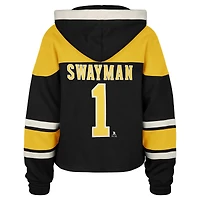 Sweat à capuche court lacets noirs '47 Jeremy Swayman Boston Bruins Superior Lace pour femme