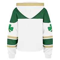 Women's '47  White Boston Bruins McLucky Cropped Lacer Hoodie