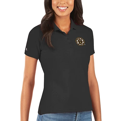 Women's Antigua Black Boston Bruins Legacy Pique Polo
