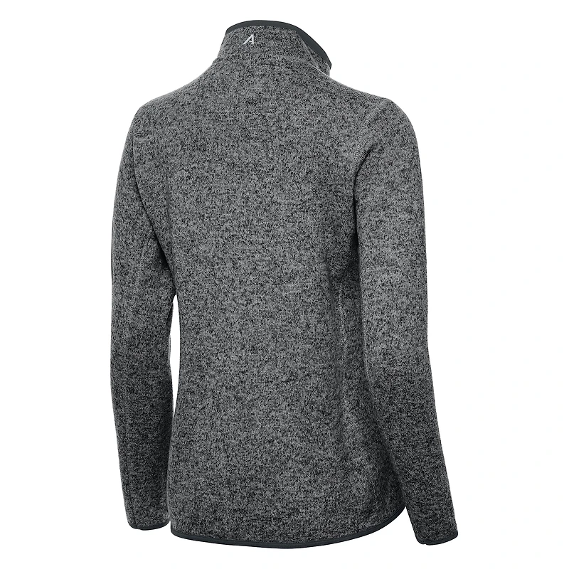 Women's Antigua Heather Black Boston Bruins Fortune Half-Zip Pullover