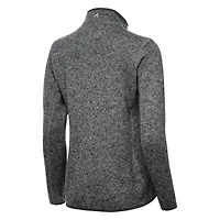 Women's Antigua Heather Black Boston Bruins Fortune Half-Zip Pullover