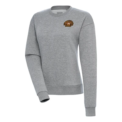 Women's Antigua  Heather Gray Boston Bruins 100th Anniversary Victory Pullover Sweatshirt