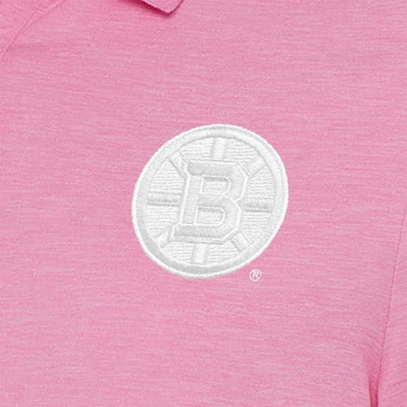 Robe polo Antigua rose pour femme, logo blanc des Bruins de Boston.