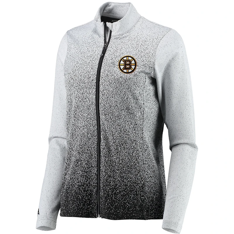 Women's Antigua White/Black Boston Bruins Guide Desert Dry Full-Zip Jacket