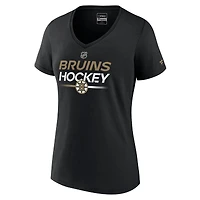 Women's  Black Boston Bruins Authentic Pro V-Neck T-Shirt